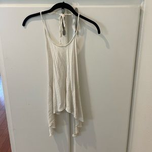 Ecote small white low back halter tank top